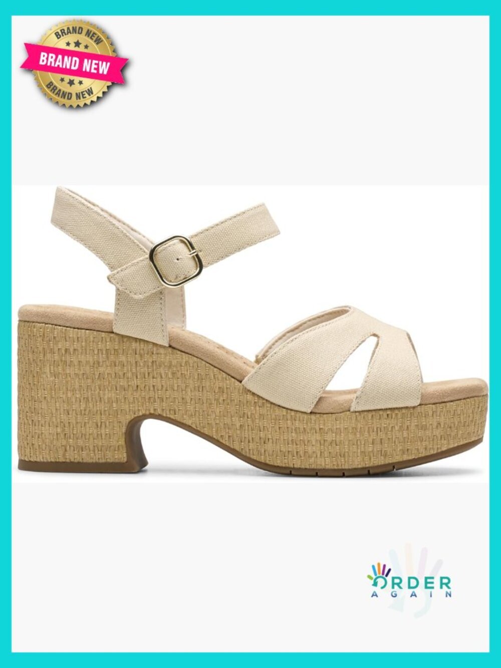 Canvas Platform Sandals Block Heel Adjustable Strap Casual Summer